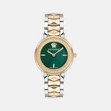 elegant green dial two tone women watch